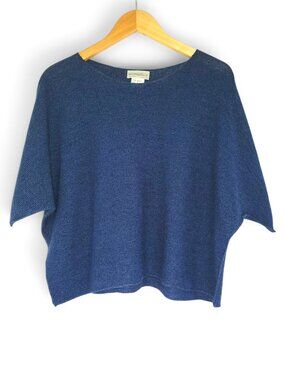 Semplice Vintage Relaxed Cropped Short Sleeve Sweater Cornflower Blue Knit Top